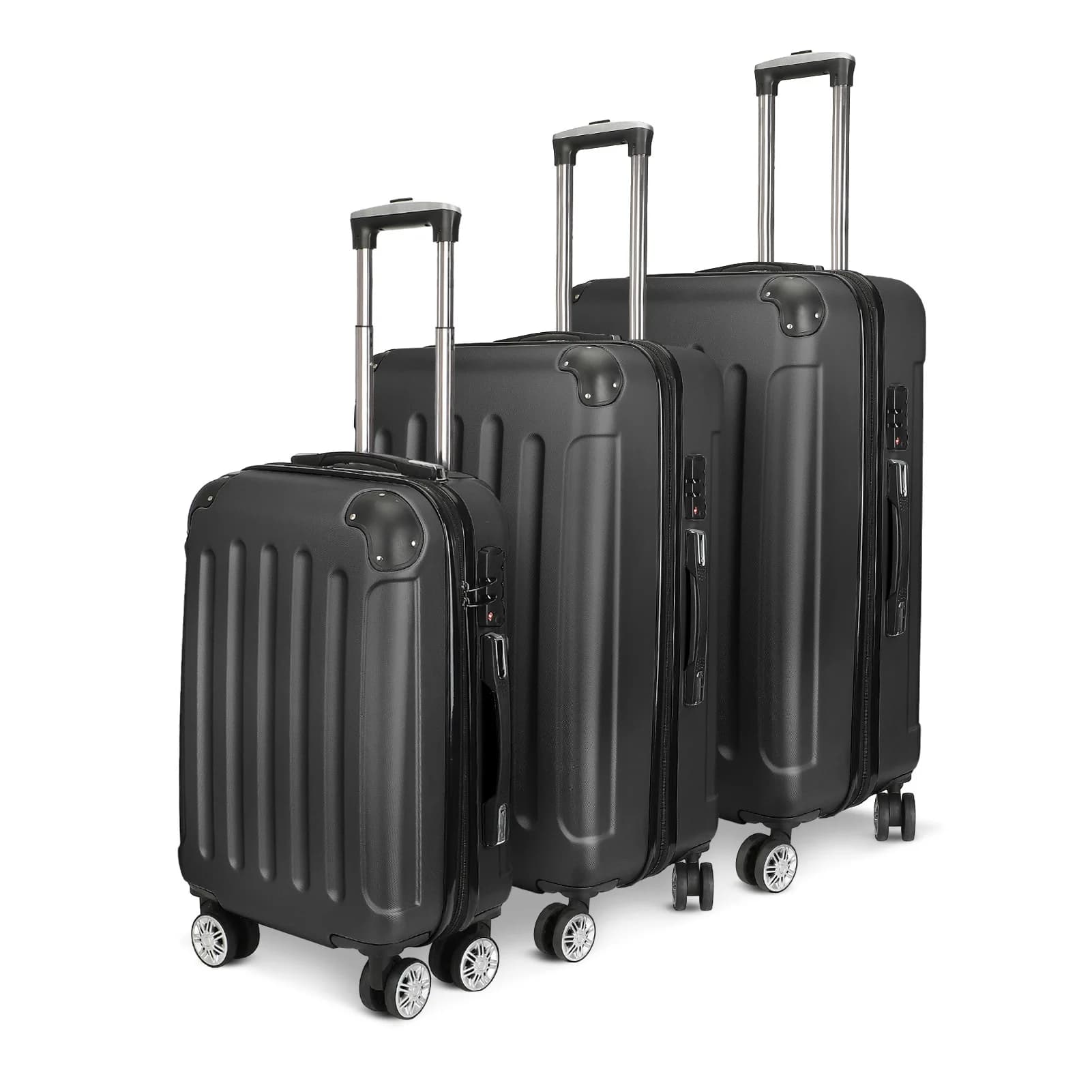 Fangange 3 Piece Hard Shell Luggage Set, 20/24/28 Inch ABS Spinner Suitcases, 3-Level Adjustable Telescopic Handle, Silent 360° Double Row Wheels,
