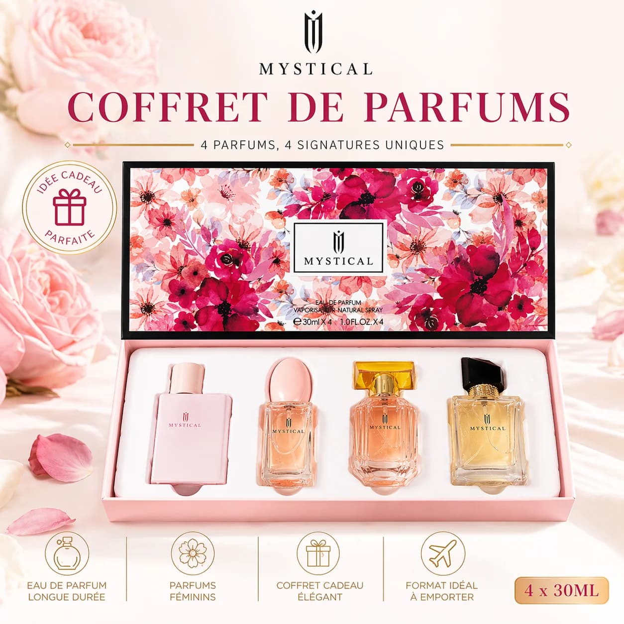 Women's perfume Set 4x30ml women's perfume long lasting perfume Set, elegant gift Set, Mini scour travel
