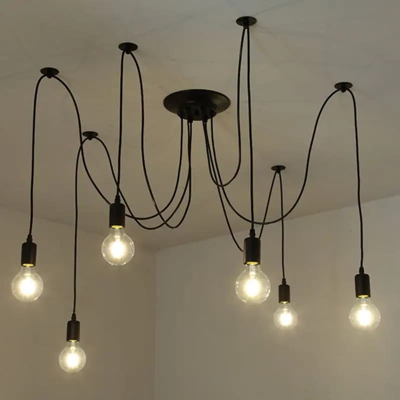 Vintage Spider Chandelier Pendant Light Retro Hanging Lamps E27 Edison Bulb Industrial Hanging Lamps