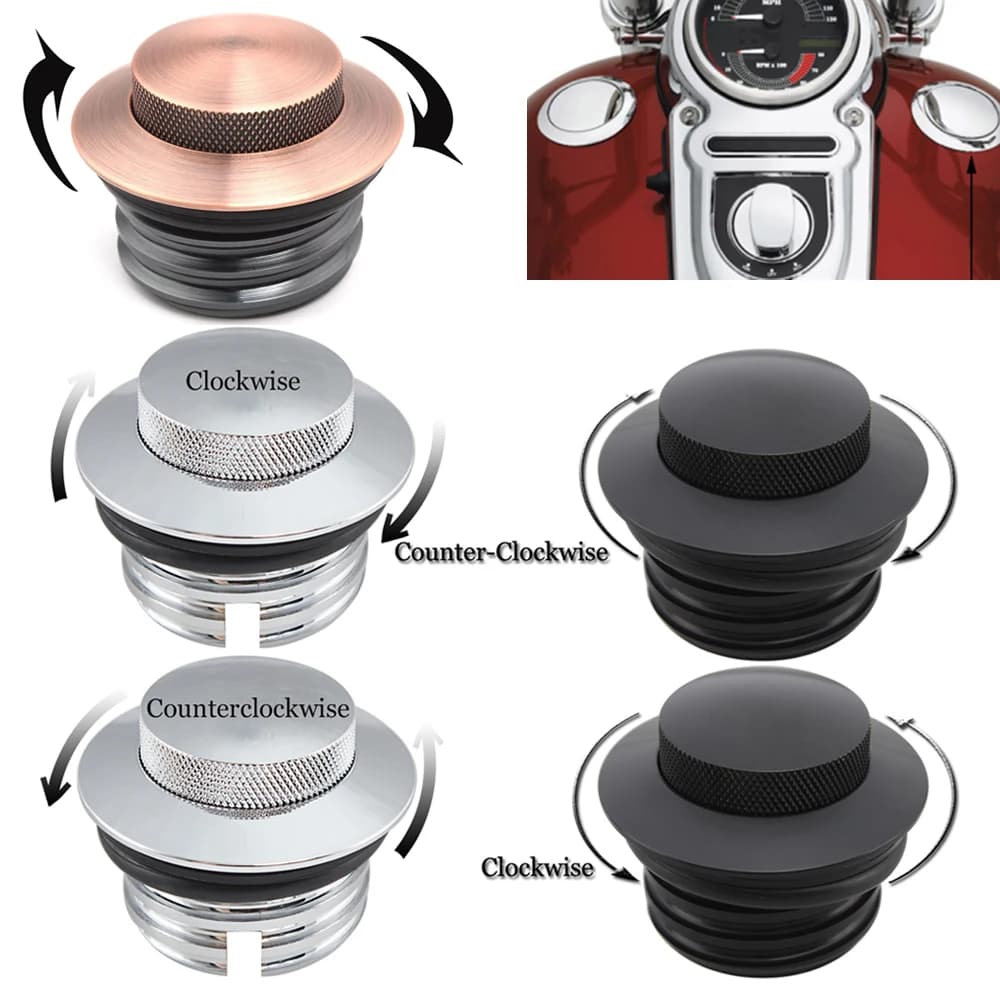 Motorcycle Left Right Aluminum  Screw-In Flush Mount  Pop Up Vented Fuel Tank Gas Cap for Harley Touring Road King Softail Dyna