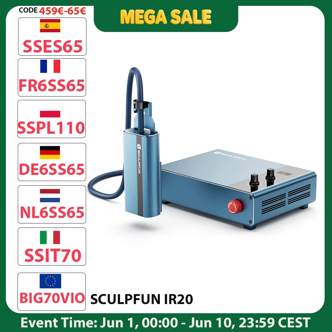 SCULPFUN IR20 20W Fiber Laser Module Kit Compatible with SF-A9, S6, S9, S10, S30, S30 Ultra, S40 Max, and S70 Max