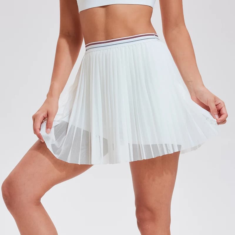 VITALINOVO Women's Pleated Tennis Skirt Golf Skorts for Woman High Waisted Built-in Shorts Dance Skirts Mesh Pleated Layered