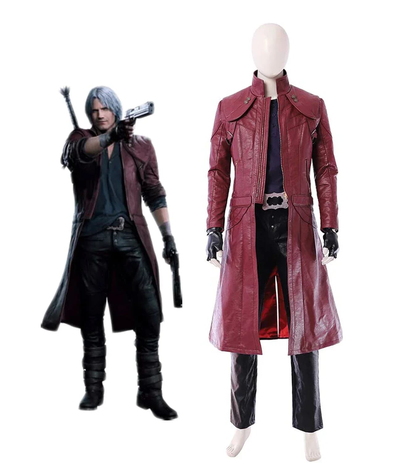 Dante Cosplay Costume - Deluxe Leather Full Set, Custom Made to Any Size, Unisex Design