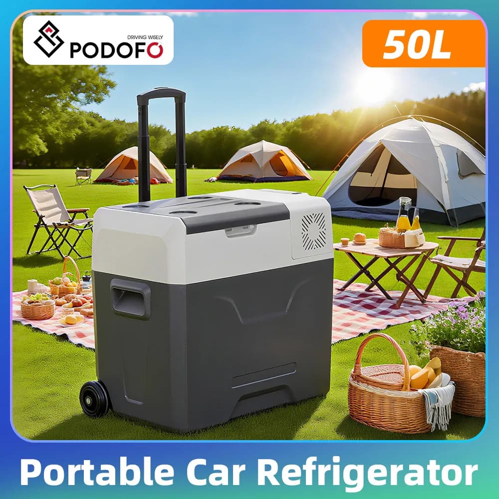 Podofo 30L 40L 50L Car Refrigerator for Camping Travel Outdoor Portable Compressor Cooler Auto Fridge Freezer Cooler for Vehicle
