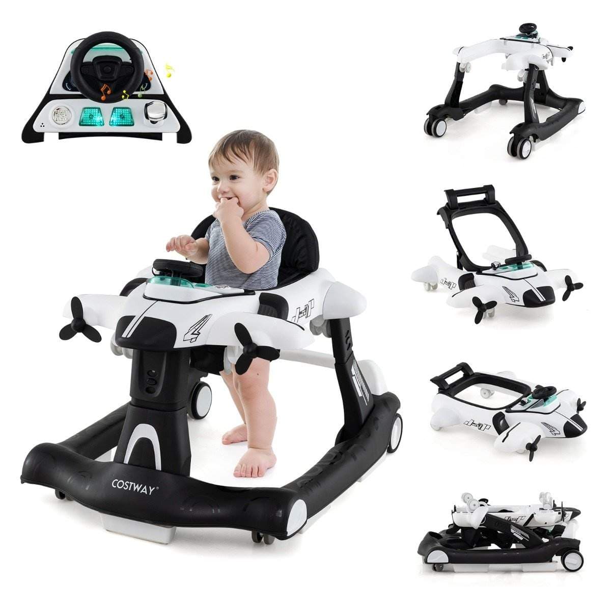 Baby Walker 6-in-1, säädettävä korkeus ja nopeus, taitettava
