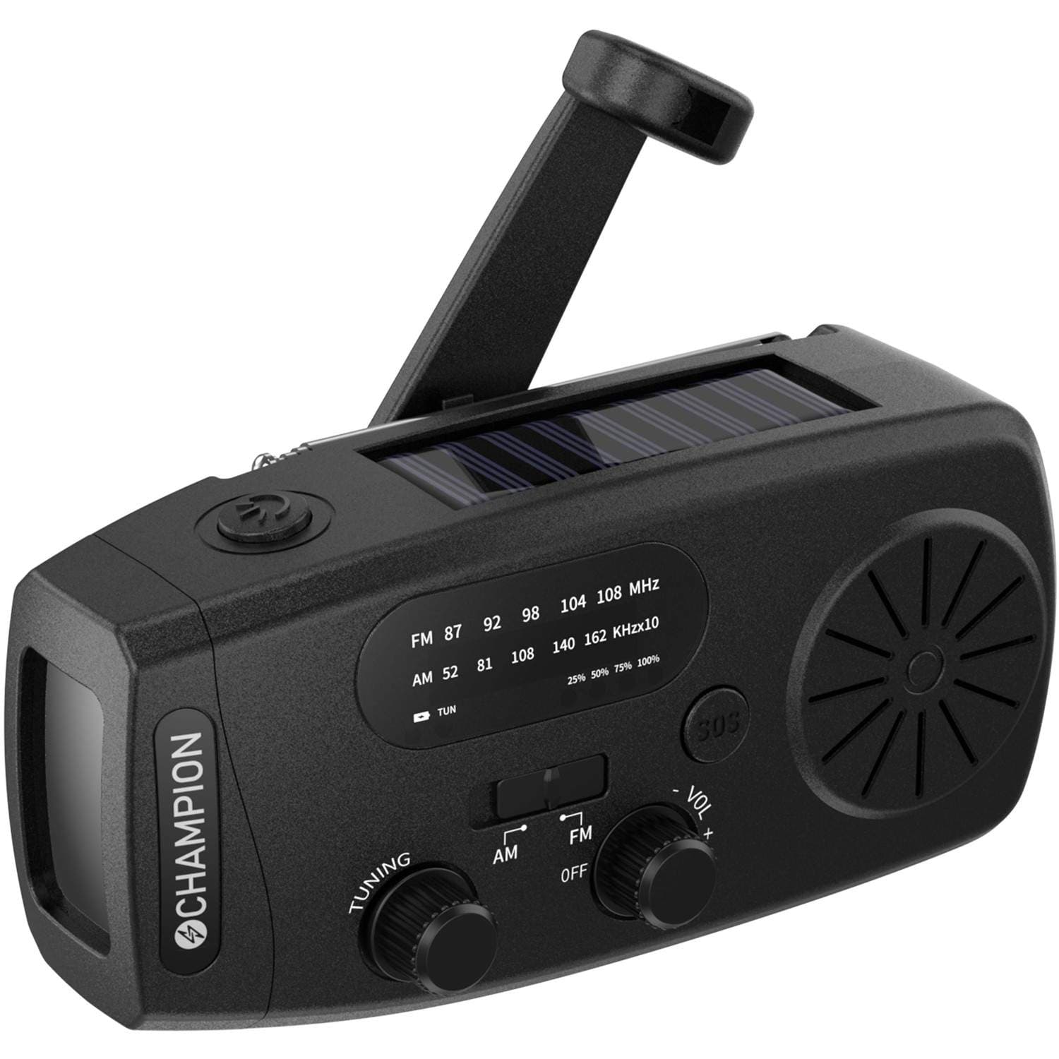 Aurinkokäyttöinen radio taskulampulla – musta