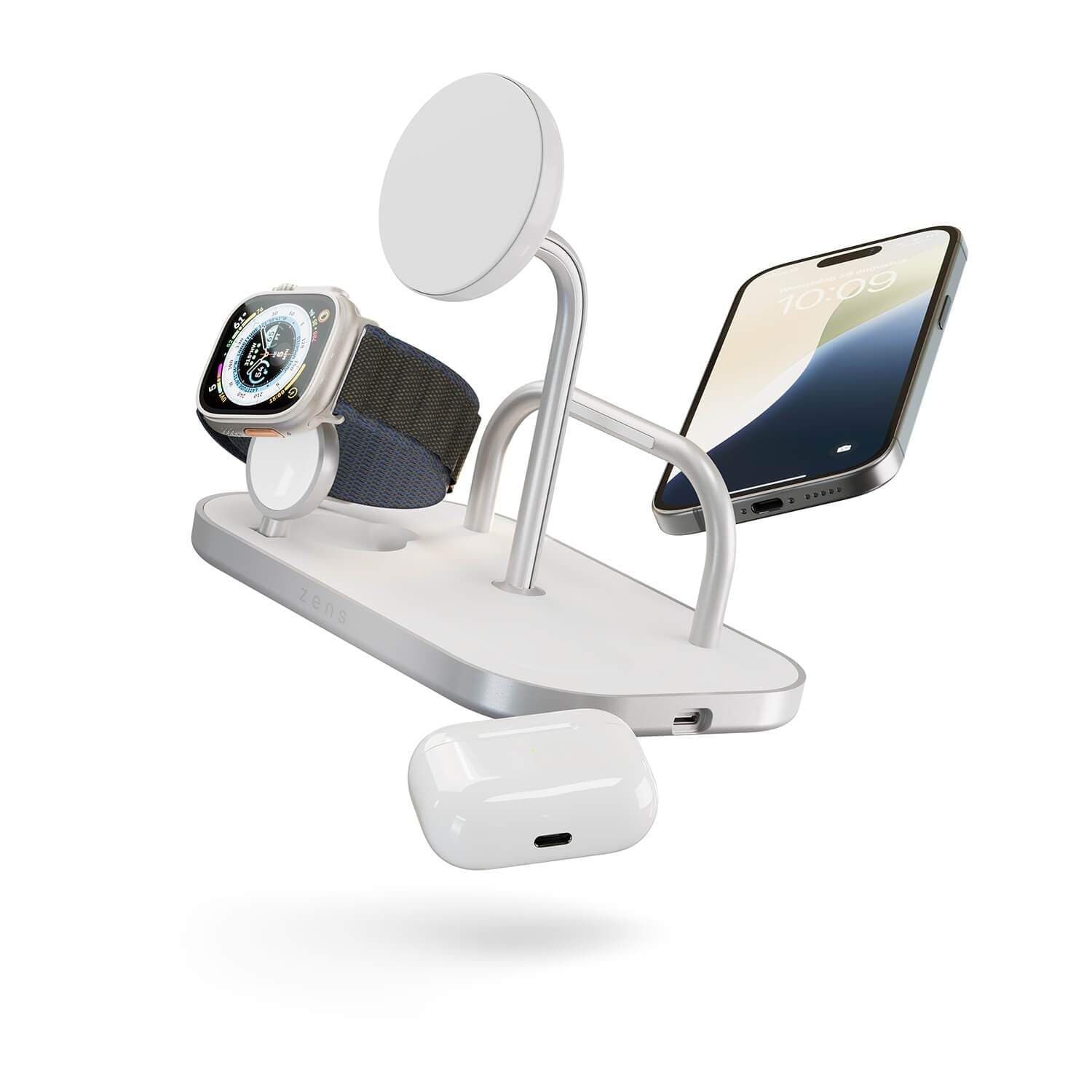 ZENS langaton laturi 4-in-1 Qi2 60W USB-C Out White