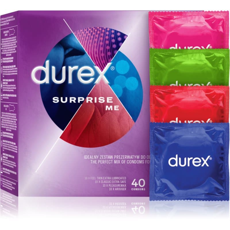 Durex Surprise Me kondomit sekoitus 40 kpl