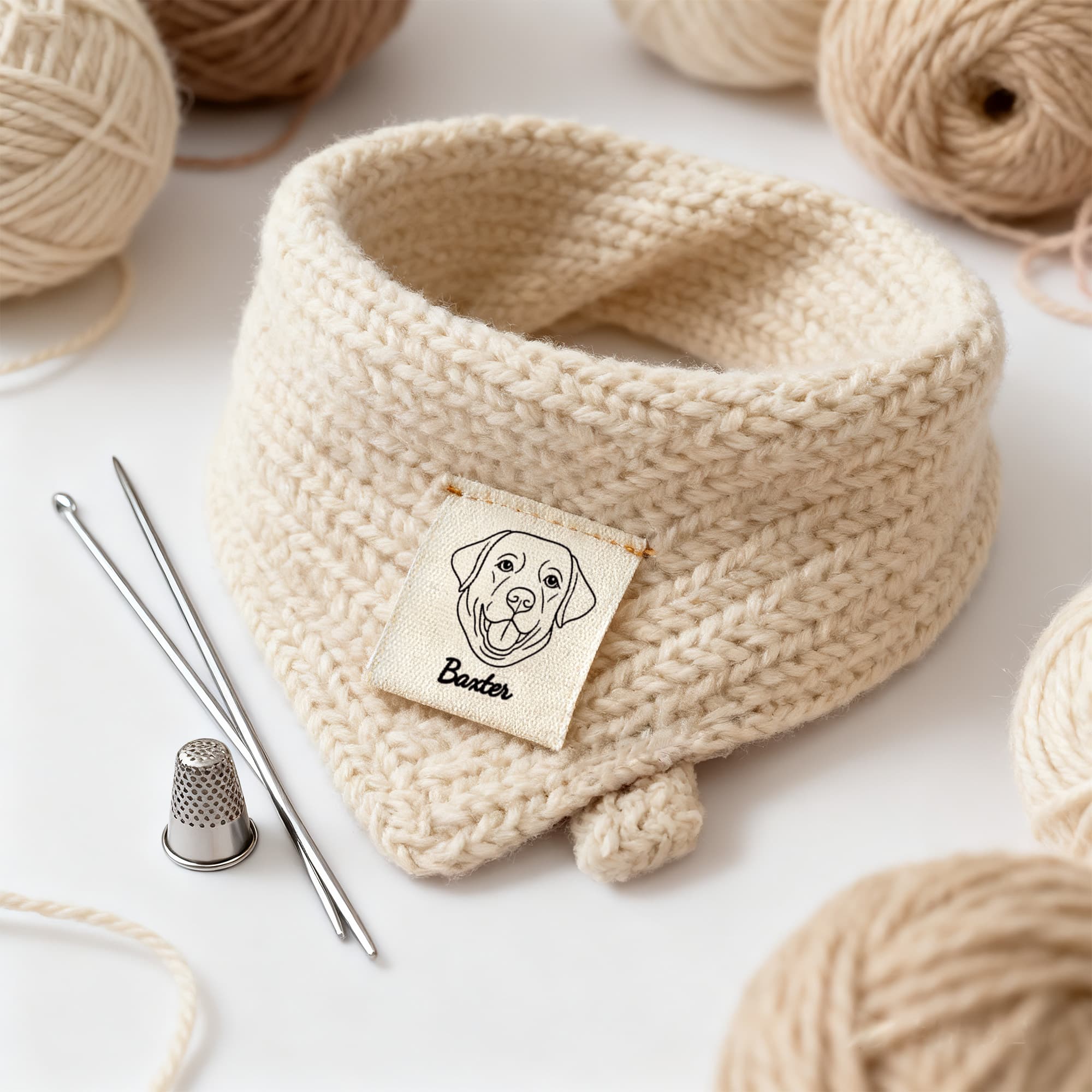 Henkilökohtainen Line Pet Photo Cotton Sewing Label nimellä 10 Knitwear tarvikkeet syntymäpäivälahja neulonta DIY Craft Pet Lovers