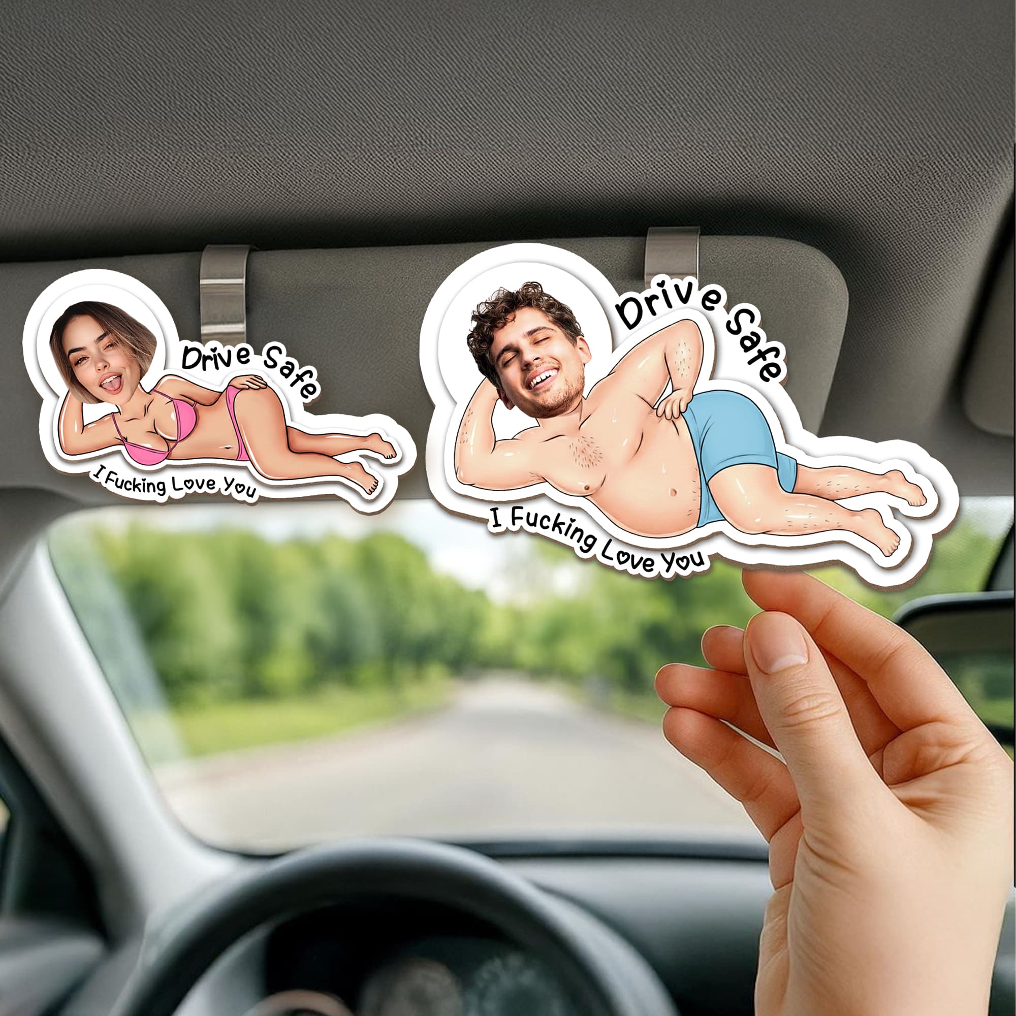Henkilökohtainen Drive Safe I Fucking Love You Wooden Photo Car Visor Clip Car Accessories Syntymäpäivä Vuosipäivä Ystävänpäivä lahja