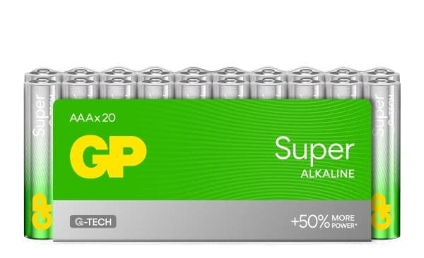 GP Batteries Super Alkaline GP24A, Kertakäyttöinen paristo, AAA, Alkali, 1,5 V, 20 kpl, Cd (kadmium), Hg (elohopea)