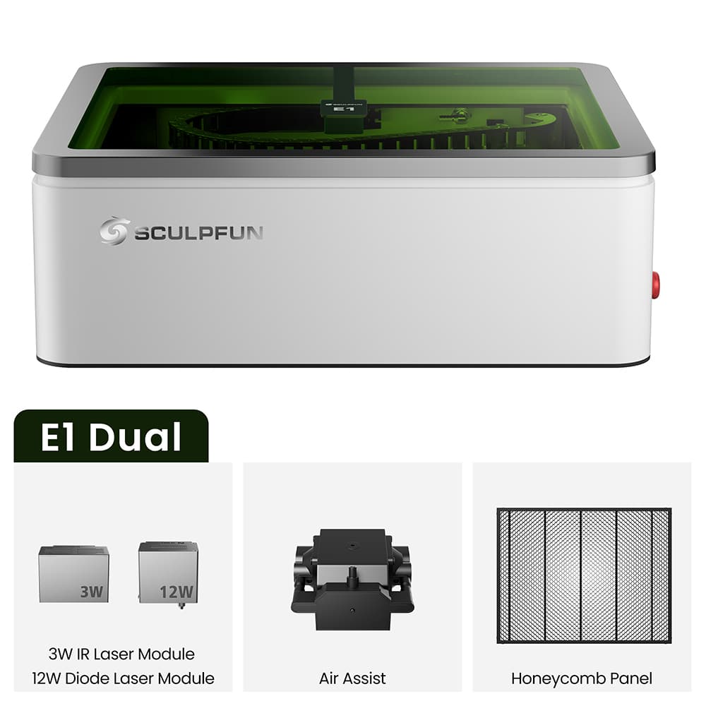 SCULPFUN E1 Dual 12W+3W Enclosed Laser Engraver