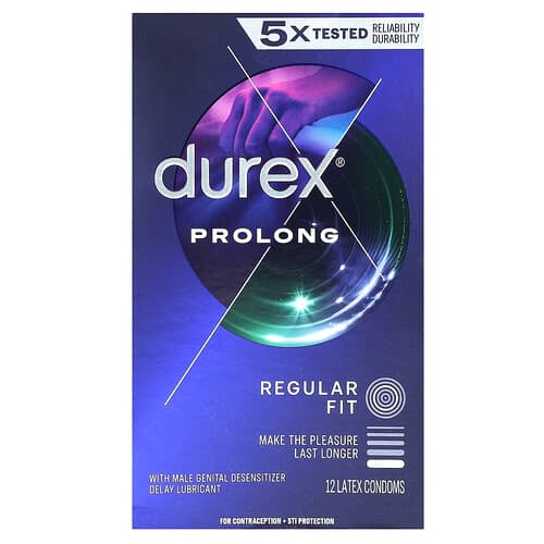 Durex, Prolong, normaali istuvuus, 12 lateksikondomia