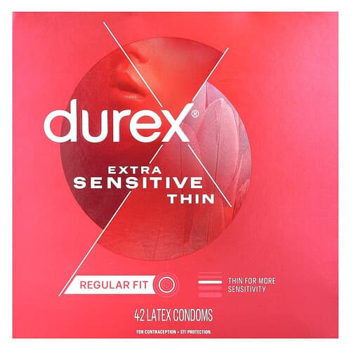 Durex, Extra Sensitive Thin, normaali istuvuus, 42 lateksikondomia