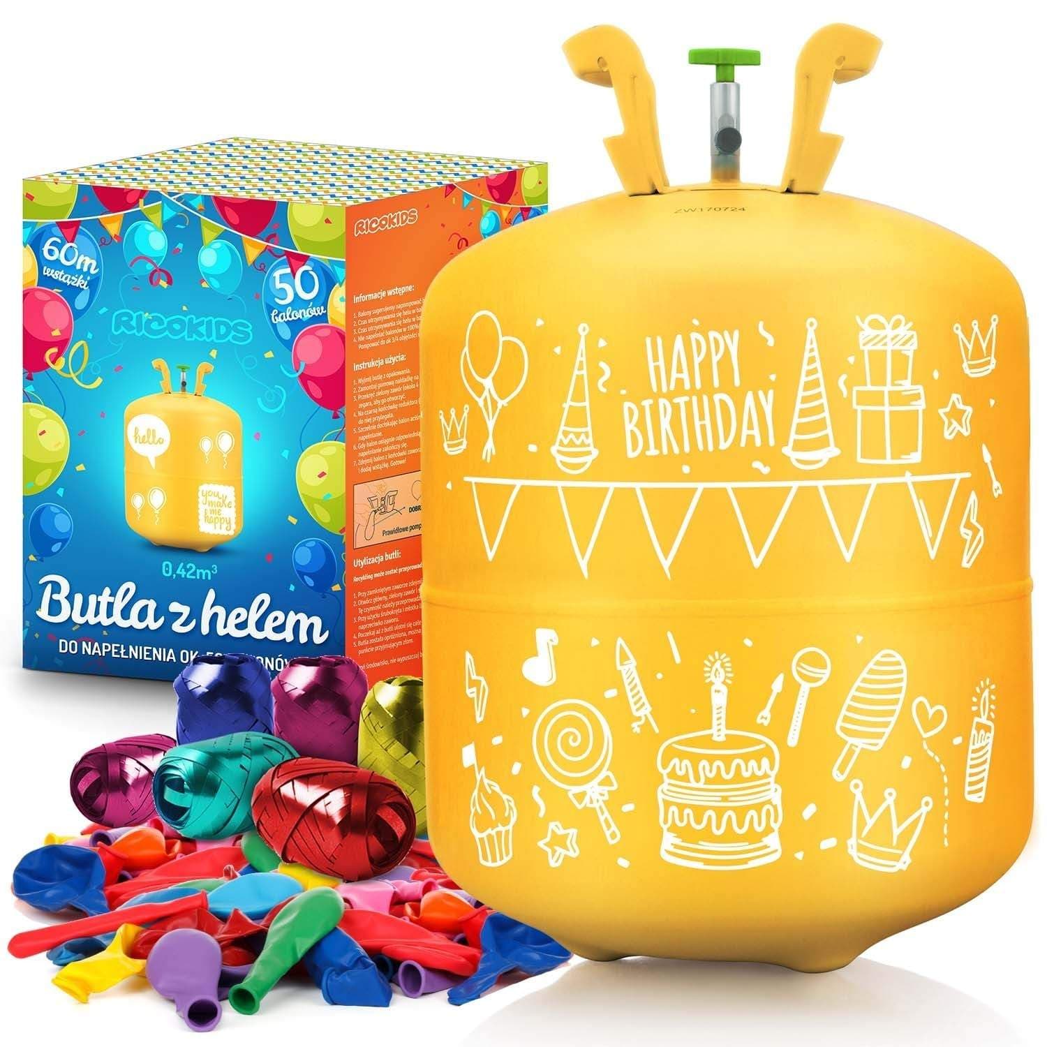 Helium-ilmapallopaketti ilmapalloilla ja nauhalla, 0,42 m³