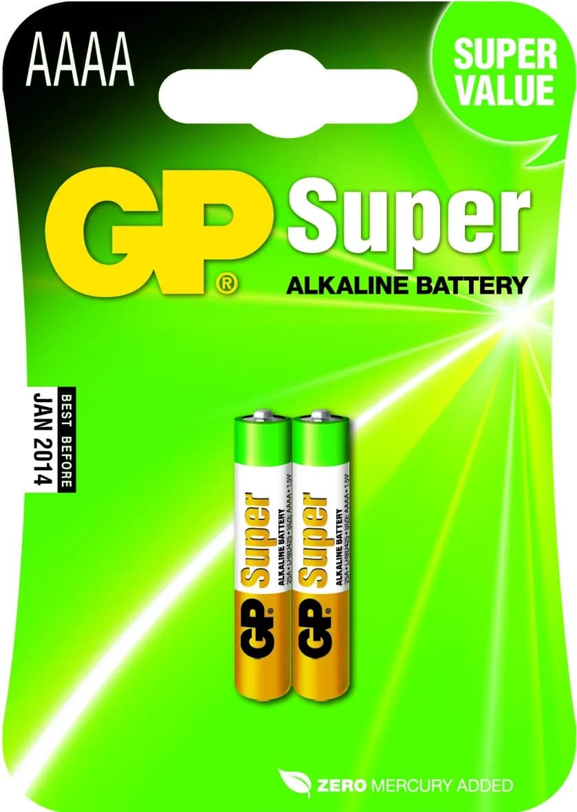 GP Super Alkaline Battery, AAAA 25A/LR61, 2-p