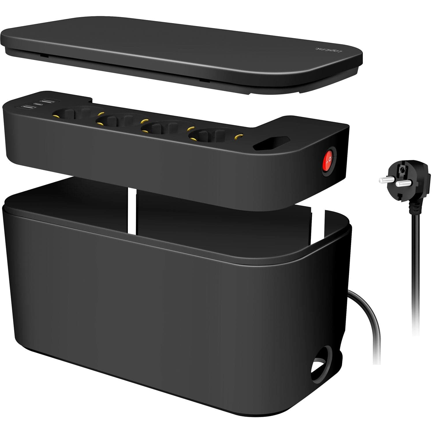 Kaapelirasia - Kaapelin piilotin haaroittimella + USB-A/USB-C lataus Musta